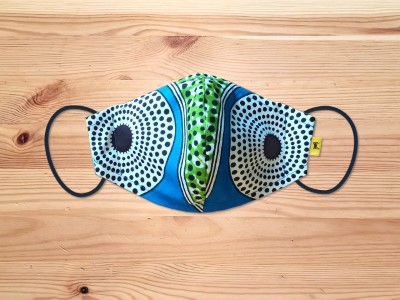 Multilayer patterned cotton face mask with filter available in different colours.