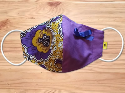 Wasbaar mondmasker met bloemen paars